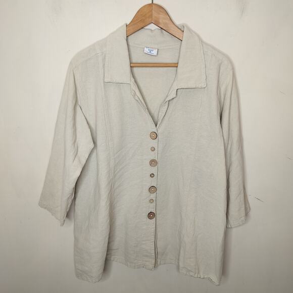 Sea Breeze of California Button Up Shirt Beige Cotton - Picture 1 of 8